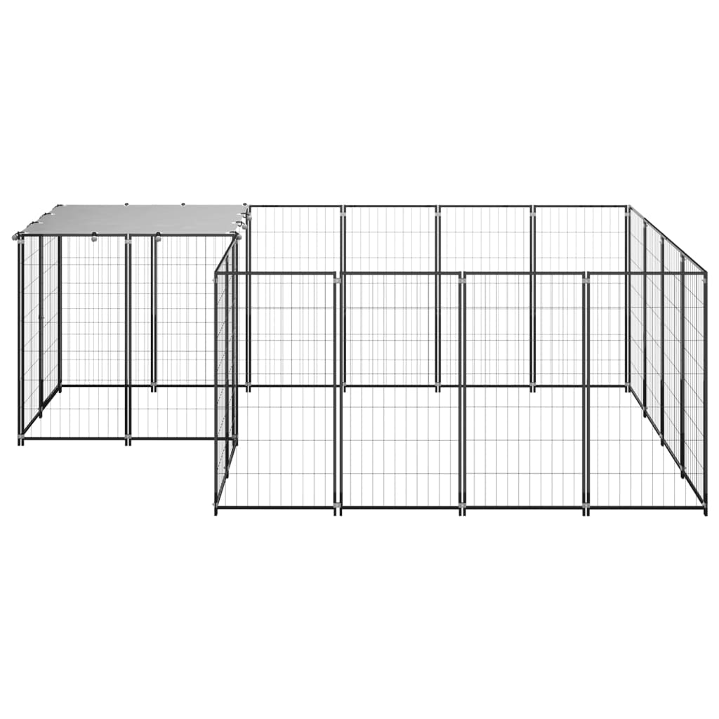 Hondenkennel 6,05 m² staal zwart