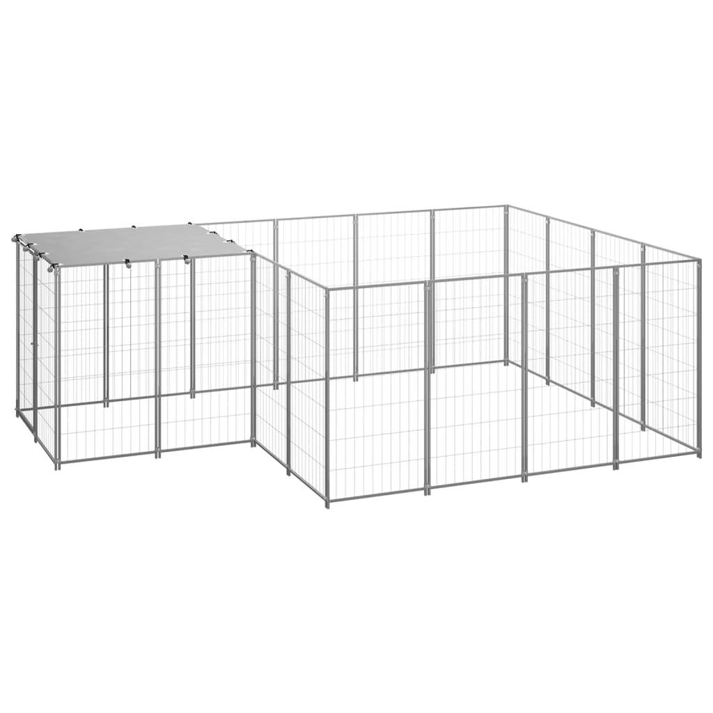 Hondenkennel 6,05 m² staal zilverkleurig