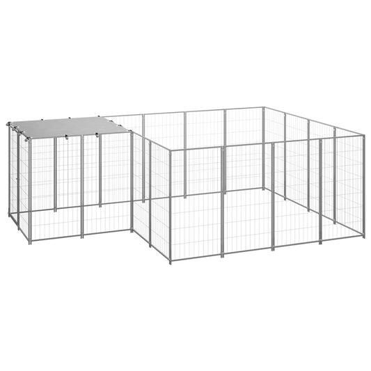 Hondenkennel 6,05 m² staal zilverkleurig