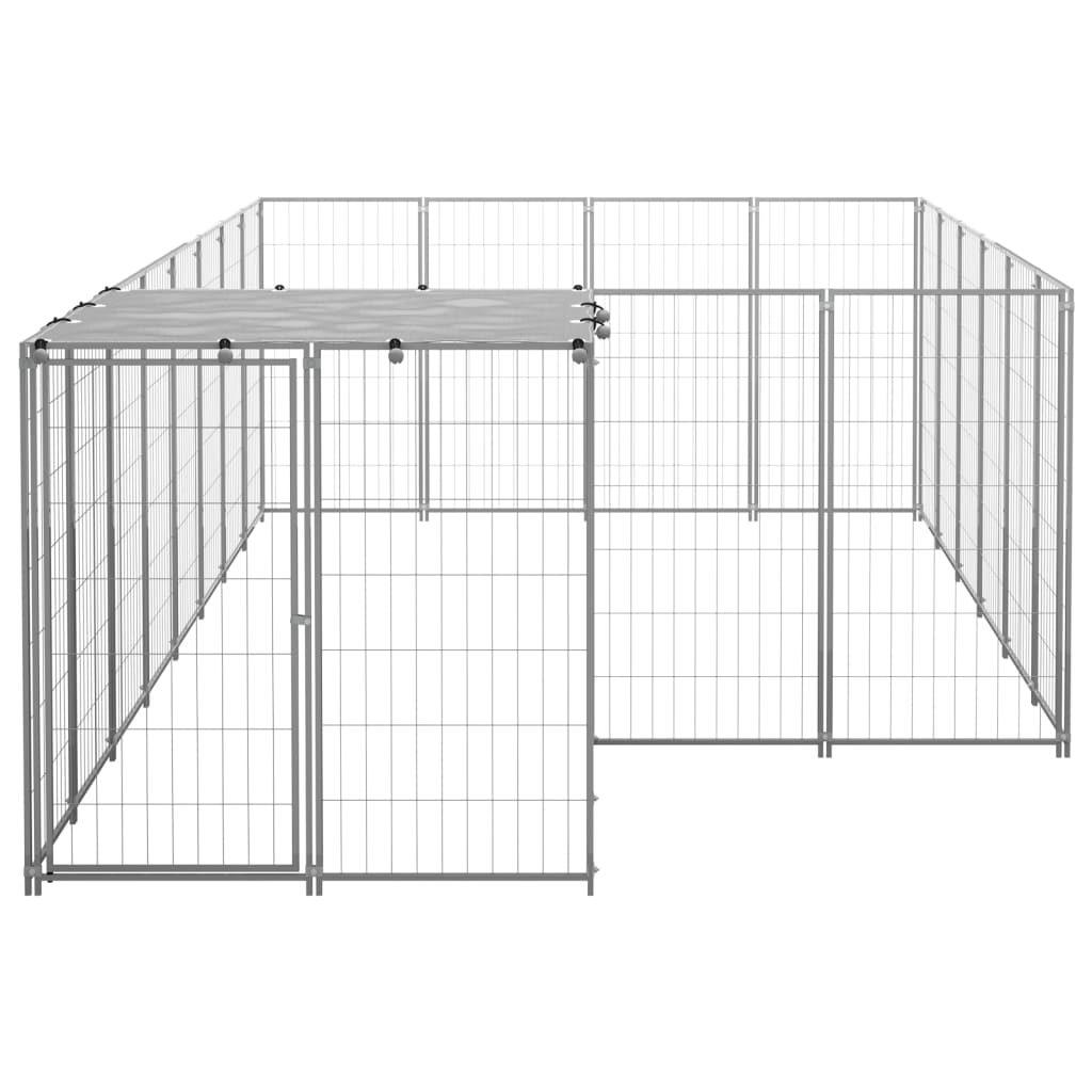 Hondenkennel 8,47 m² staal zilverkleurig