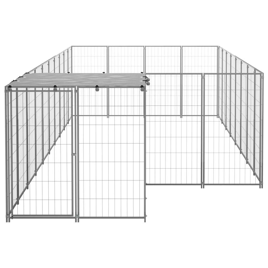 Hondenkennel 10,89 m² staal zilverkleurig