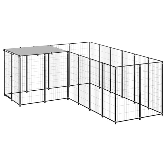 Hondenkennel 4,84 m² staal zwart