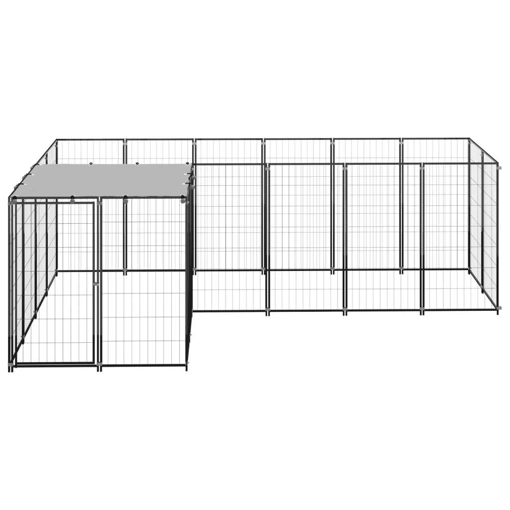 Hondenkennel 4,84 m² staal zwart