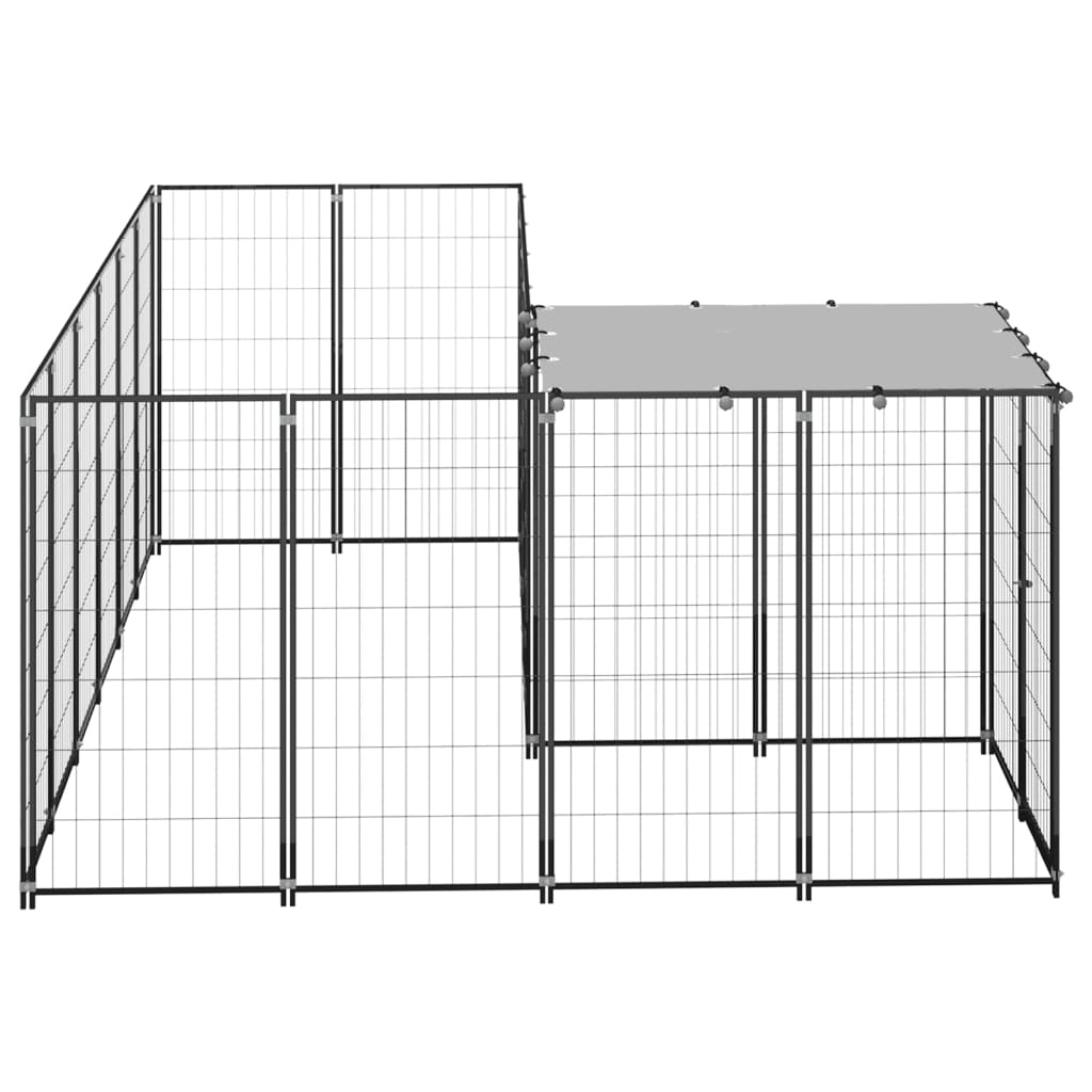 Hondenkennel 4,84 m² staal zwart