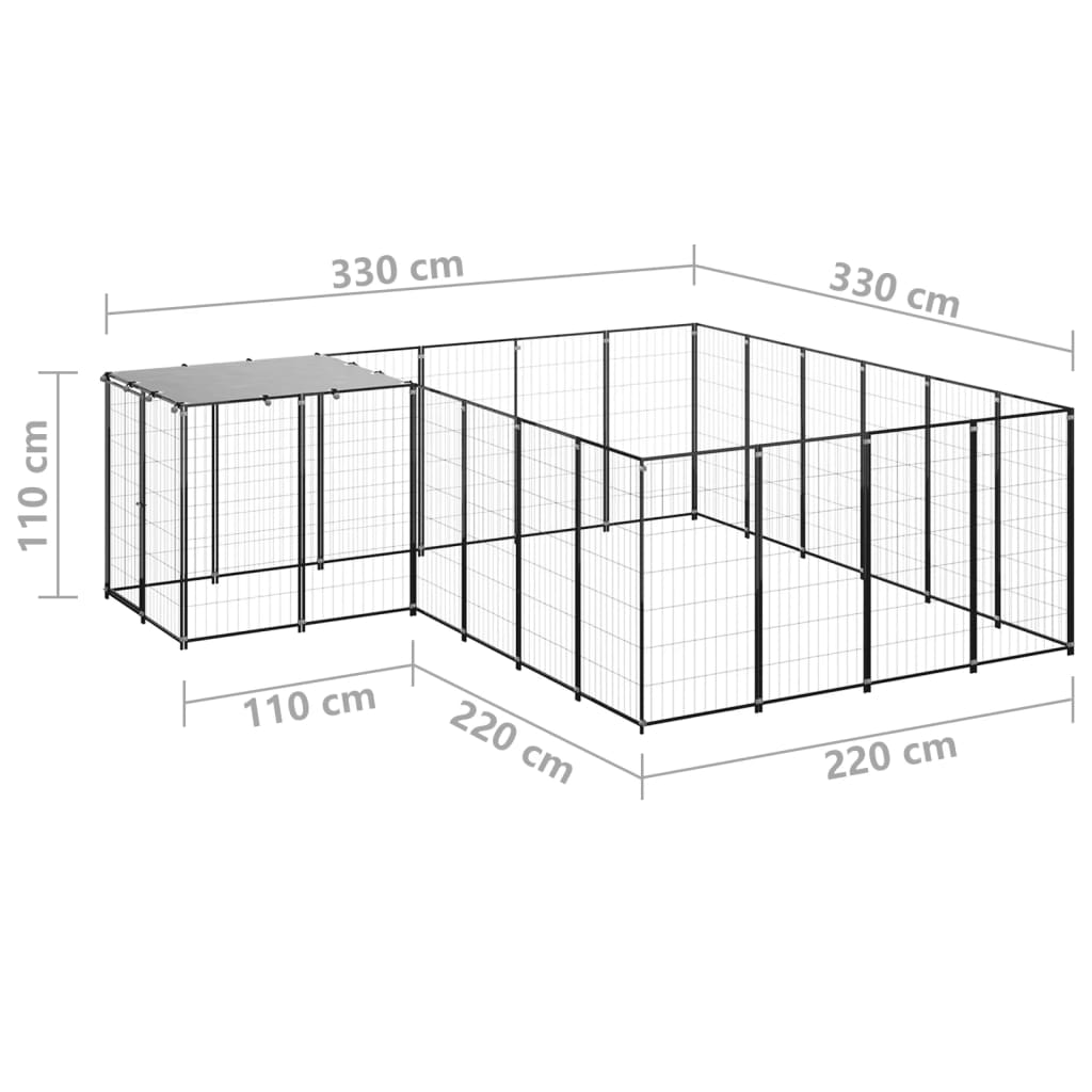 Hondenkennel 8,47 m² staal zwart