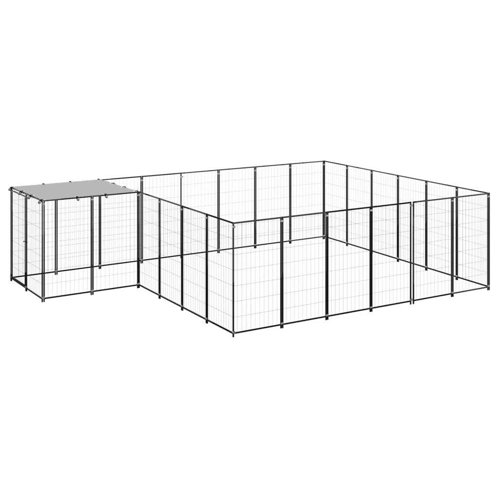 Hondenkennel 12,1 m² staal zwart