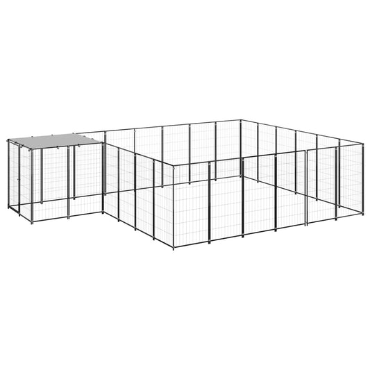 Hondenkennel 12,1 m² staal zwart