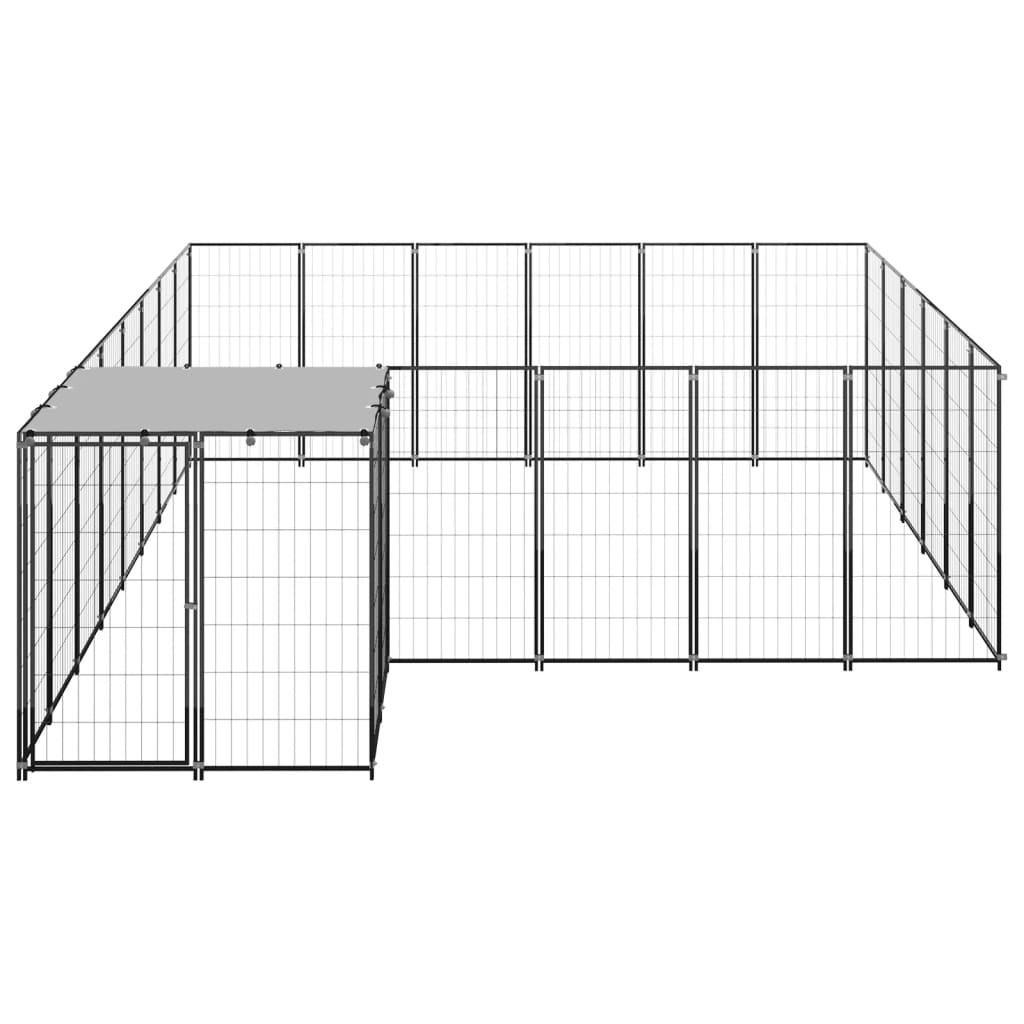 Hondenkennel 12,1 m² staal zwart