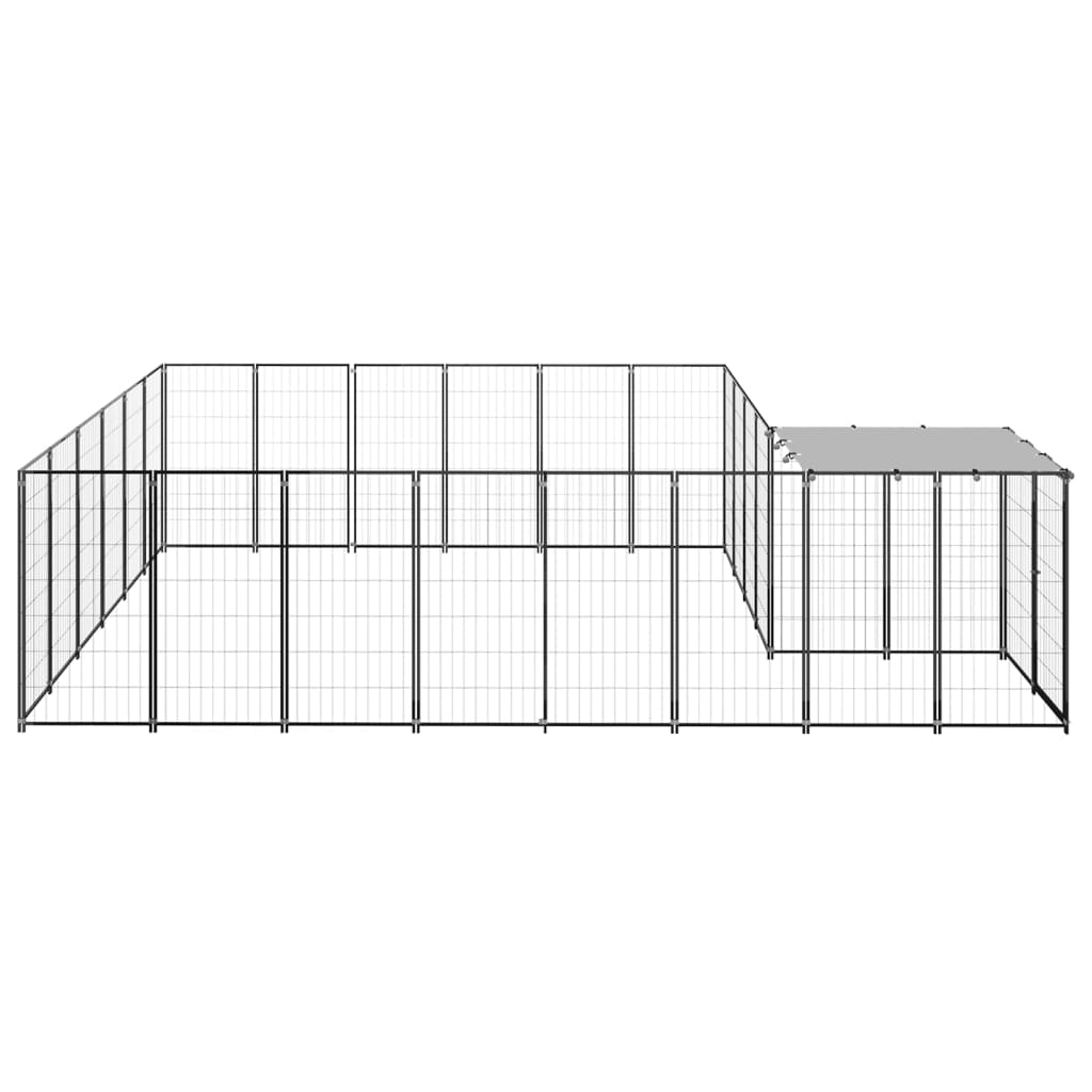 Hondenkennel 12,1 m² staal zwart