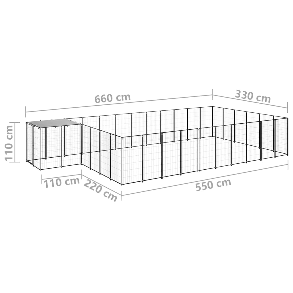 Hondenkennel 19,36 m² staal zwart