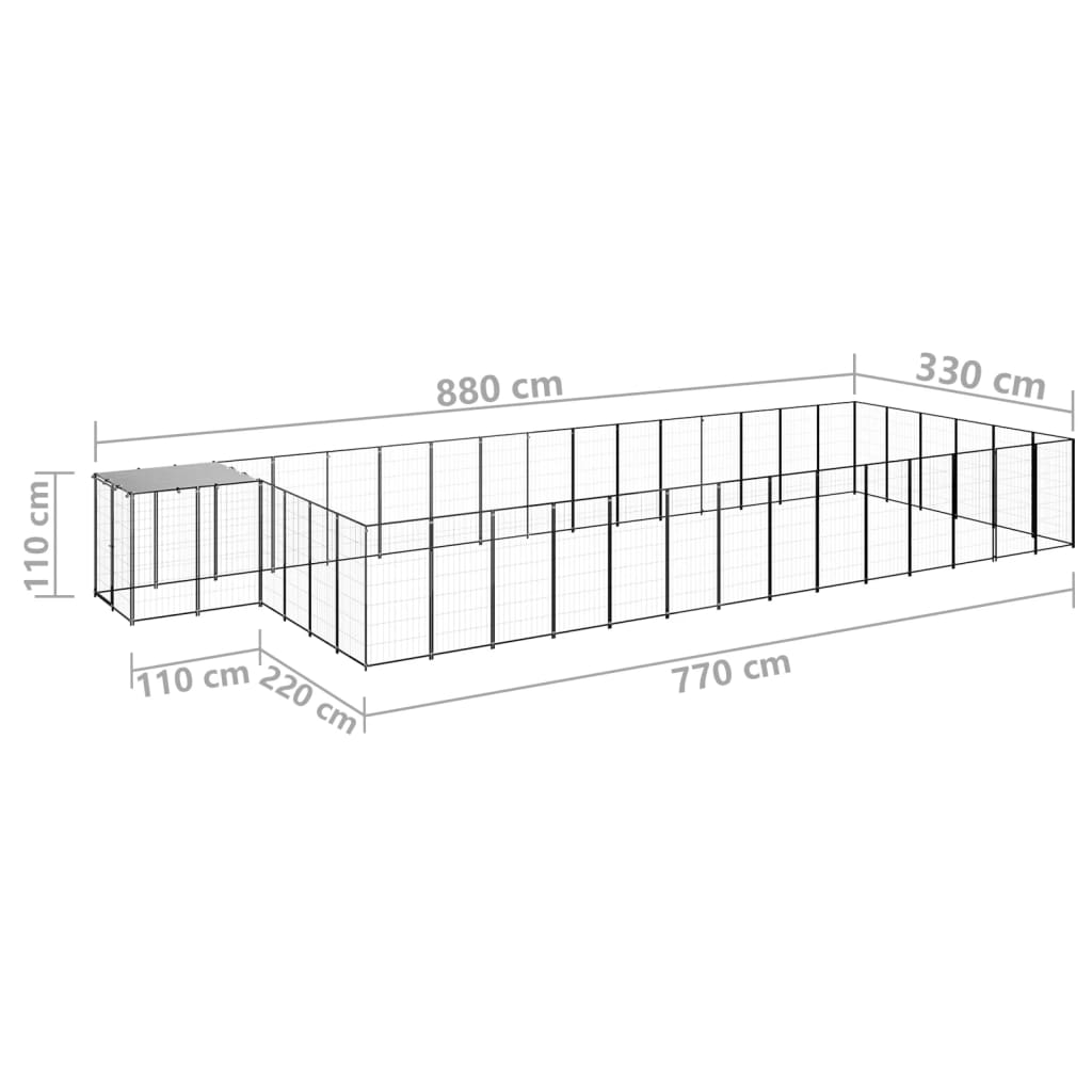 Hondenkennel 26,62 m² staal zwart