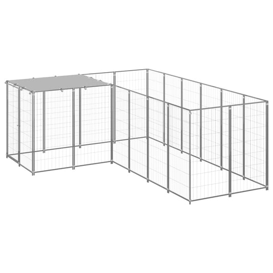 Hondenkennel 4,84 m² staal zilverkleurig