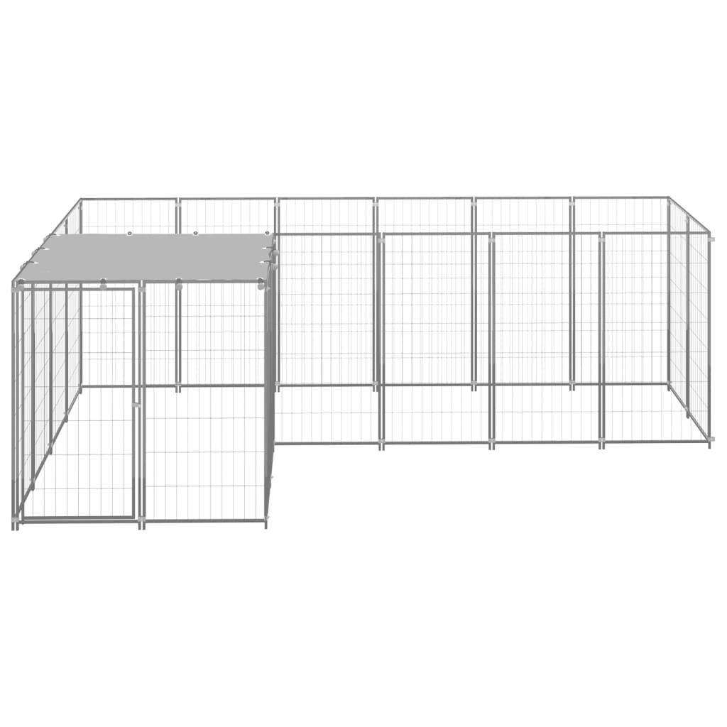 Hondenkennel 4,84 m² staal zilverkleurig