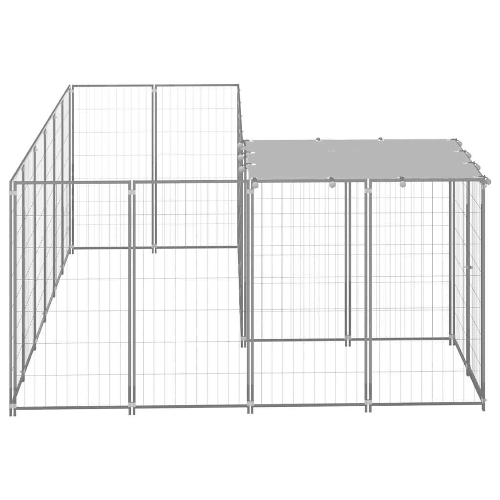 Hondenkennel 4,84 m² staal zilverkleurig