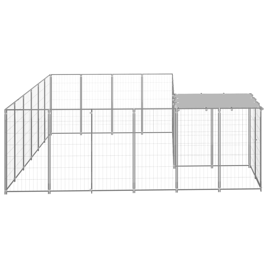 Hondenkennel 8,47 m² staal zilverkleurig