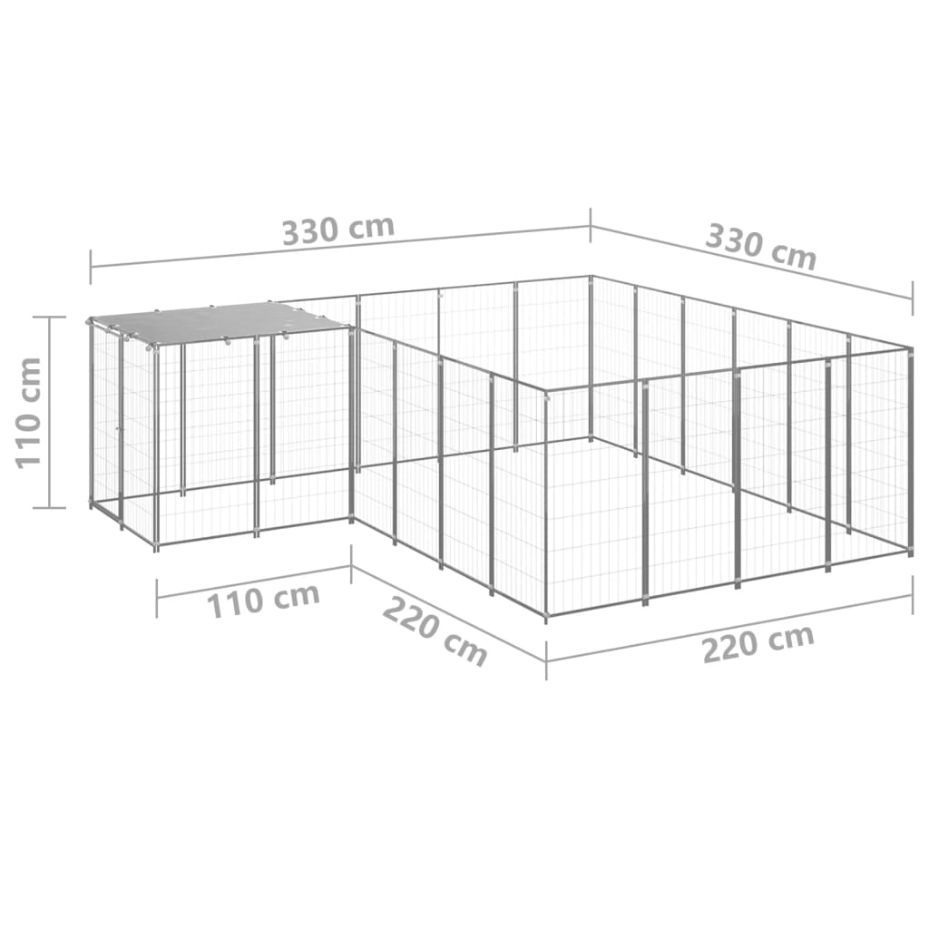 Hondenkennel 8,47 m² staal zilverkleurig