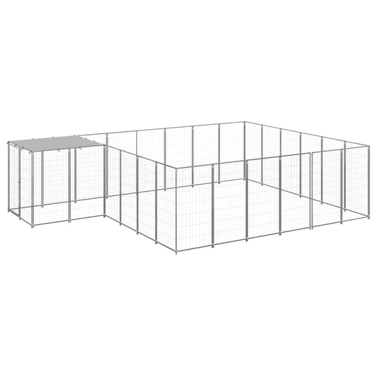 Hondenkennel 12,1 m² staal zilverkleurig