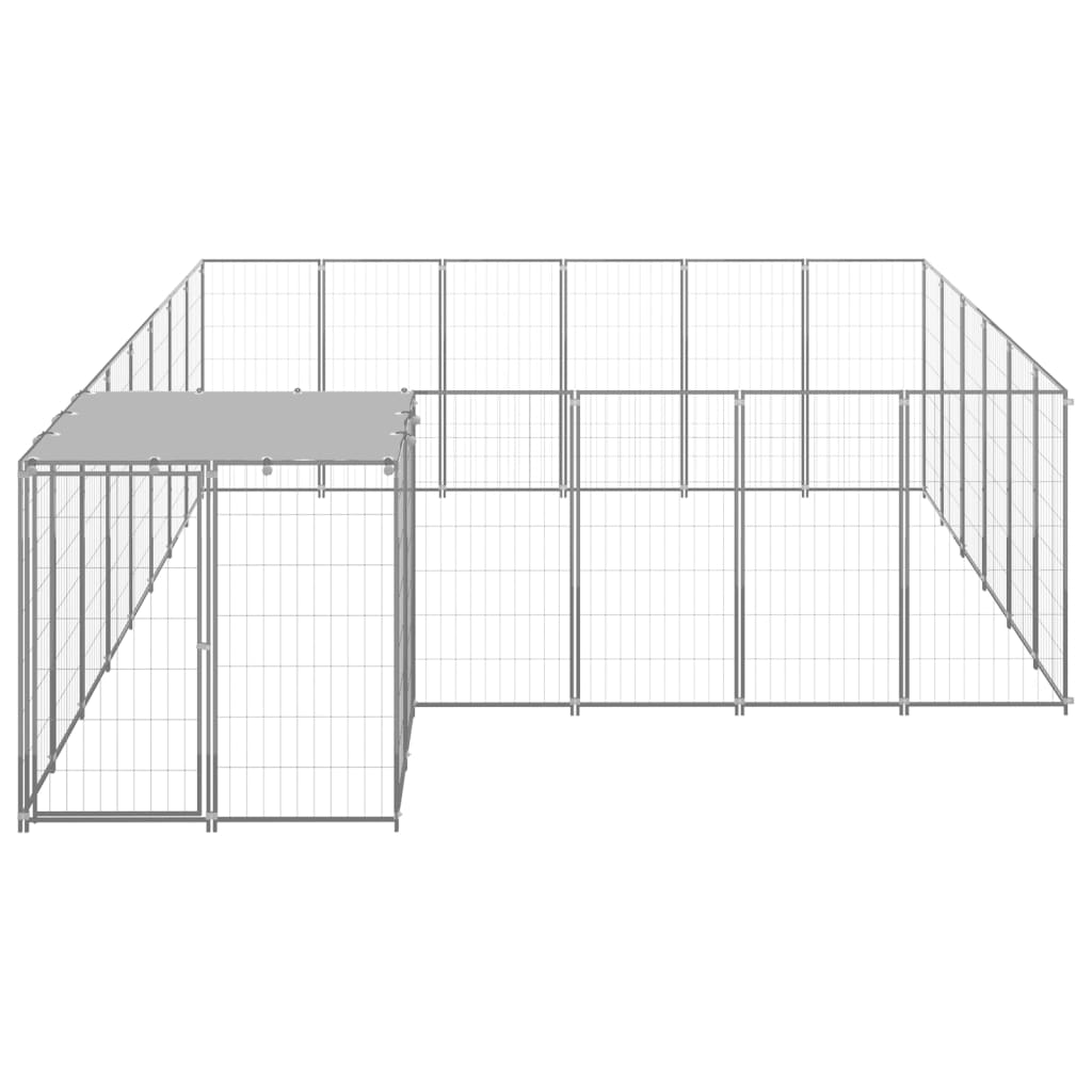 Hondenkennel 12,1 m² staal zilverkleurig