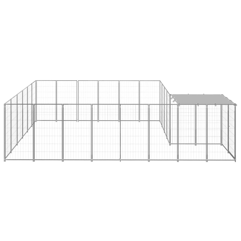 Hondenkennel 12,1 m² staal zilverkleurig