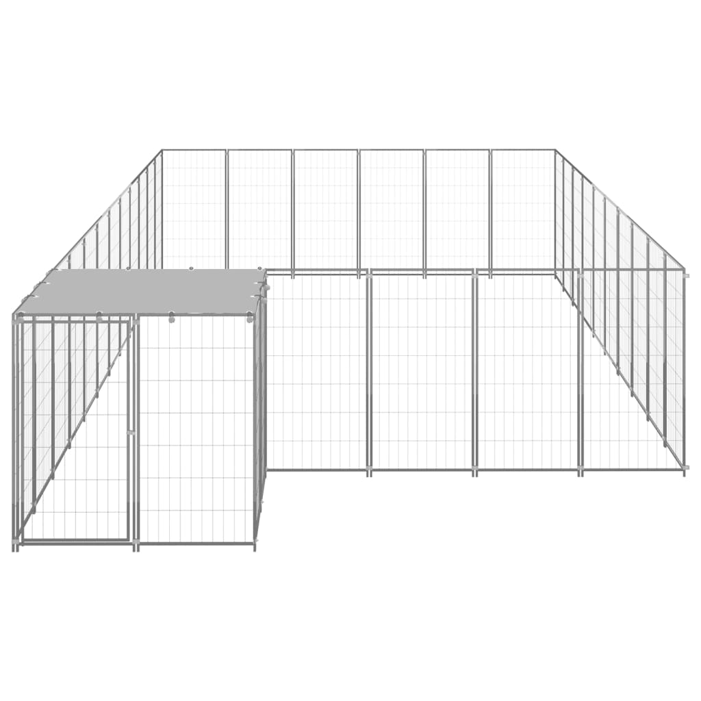 Hondenkennel 19,36 m² staal zilverkleurig