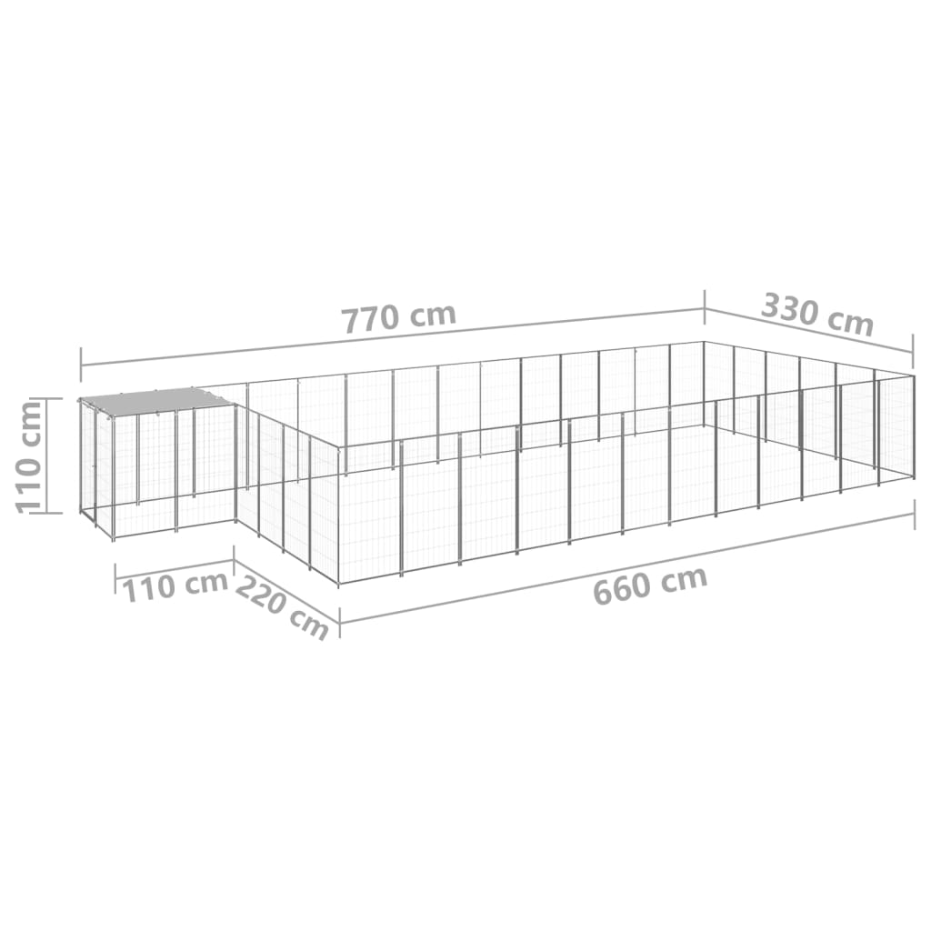 Hondenkennel 22,99 m² staal zilverkleurig