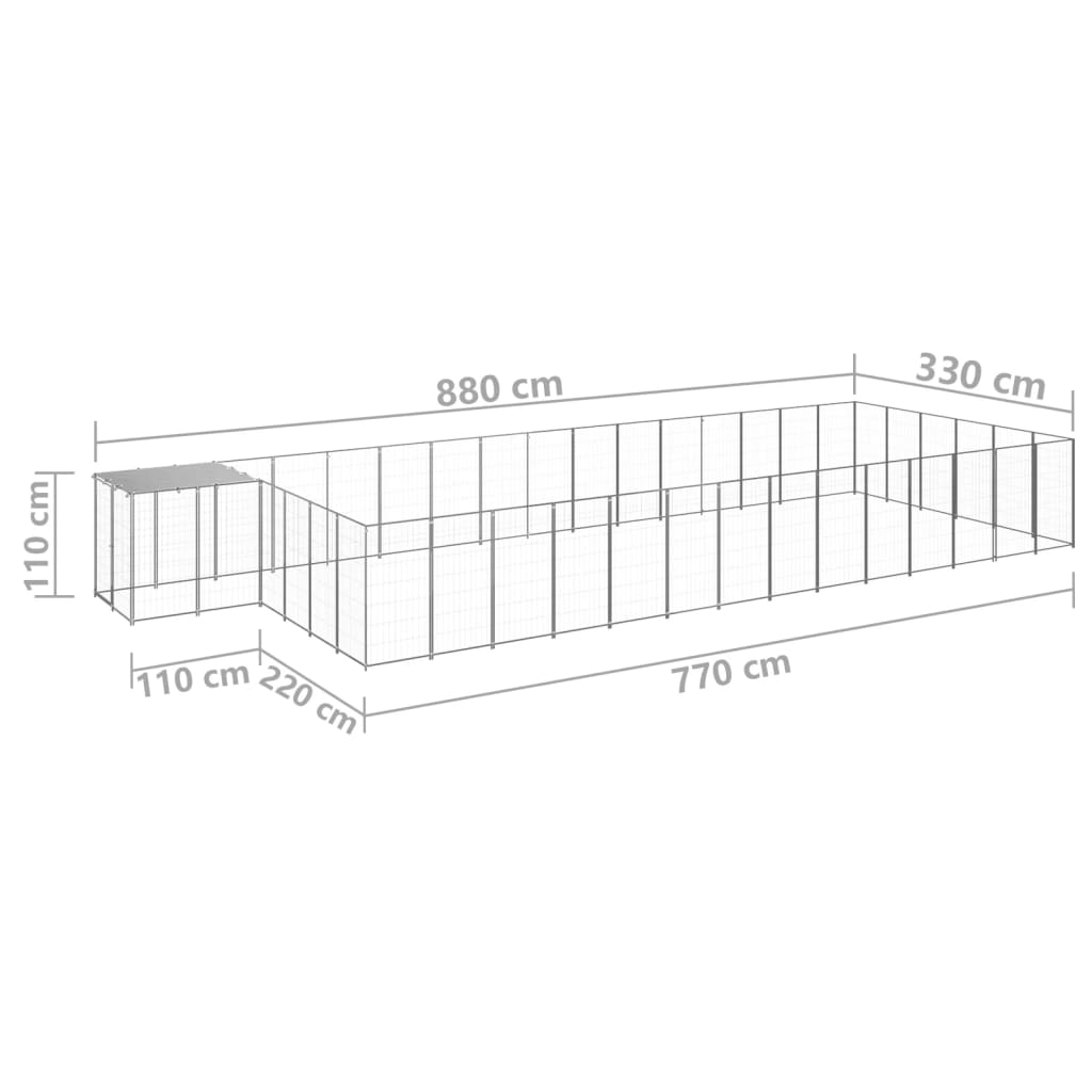 Hondenkennel 26,62 m² staal zilverkleurig