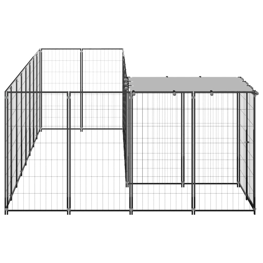 Hondenkennel 6,05 m² staal zwart