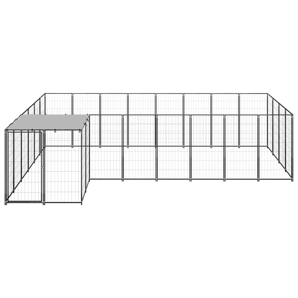 Hondenkennel 10,89 m² staal zwart