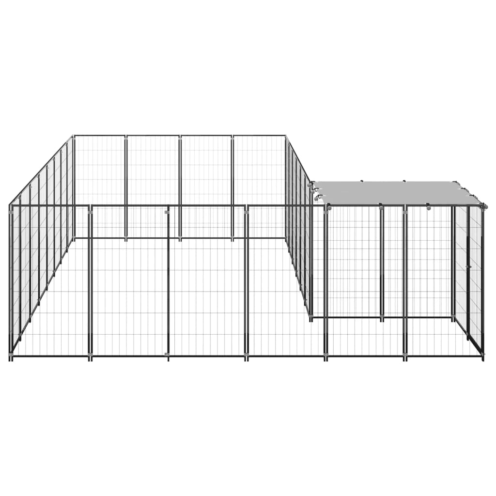 Hondenkennel 10,89 m² staal zwart