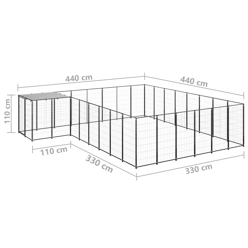 Hondenkennel 15,73 m² staal zwart