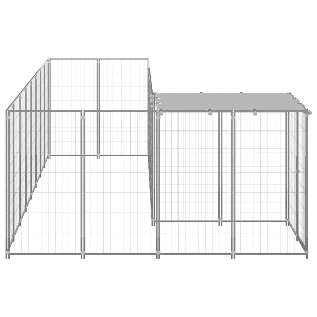 Hondenkennel 6,05 m² staal zilverkleurig