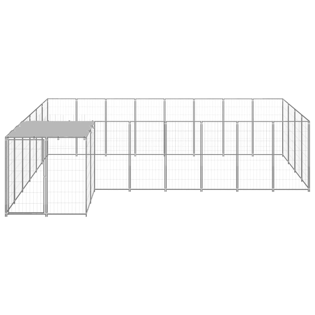 Hondenkennel 10,89 m² staal zilverkleurig