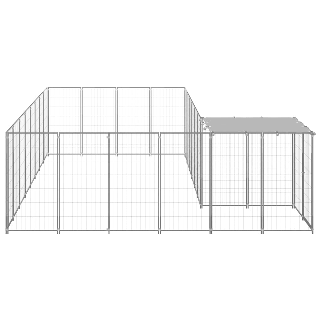 Hondenkennel 10,89 m² staal zilverkleurig