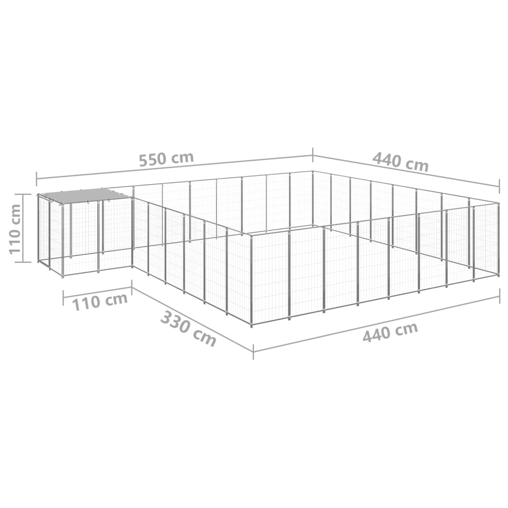 Hondenkennel 20,57 m² staal zilverkleurig