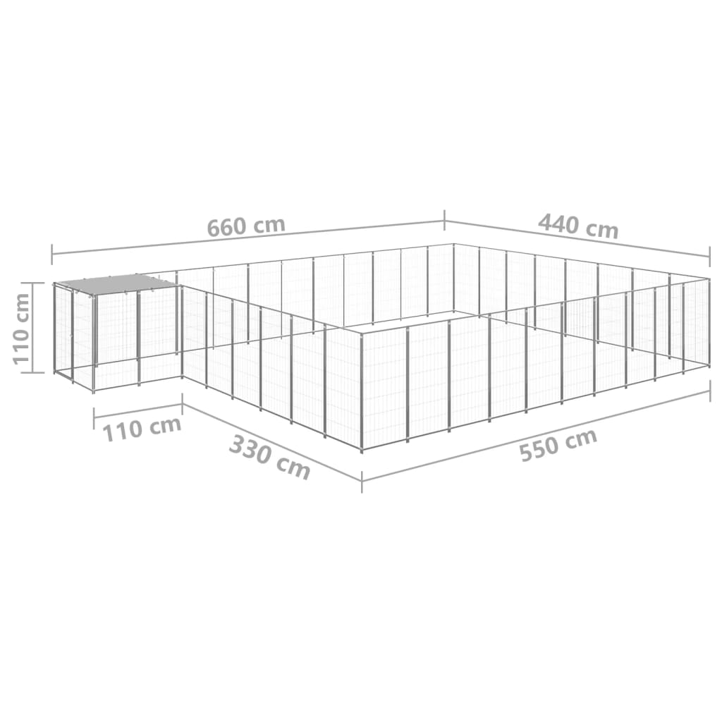 Hondenkennel 25,41 m² staal zilverkleurig