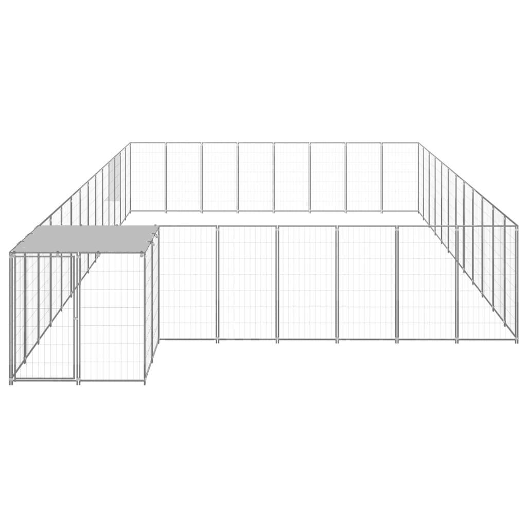 Hondenkennel 30,25 m² staal zilverkleurig