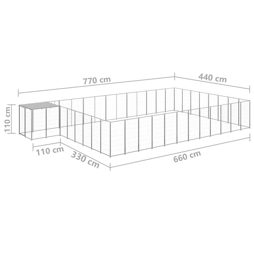 Hondenkennel 30,25 m² staal zilverkleurig