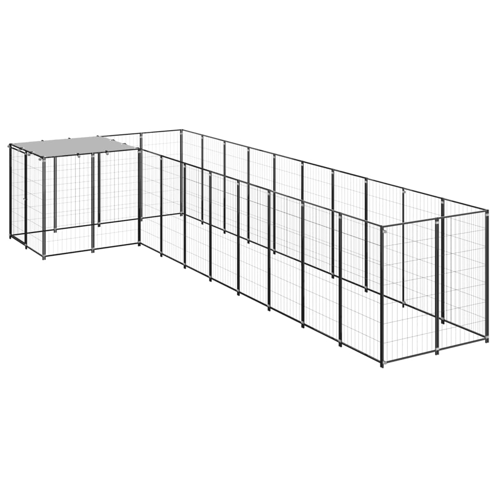 Hondenkennel 7,26 m² staal zwart