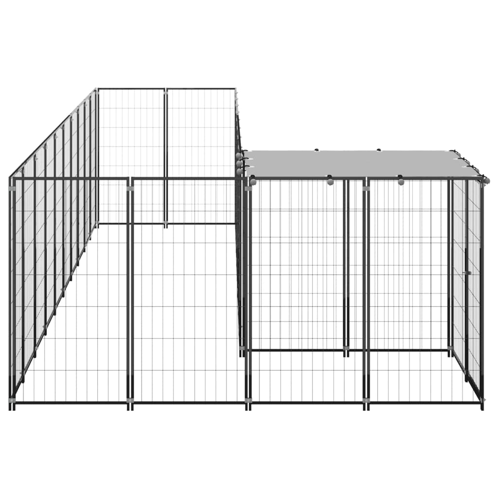 Hondenkennel 7,26 m² staal zwart