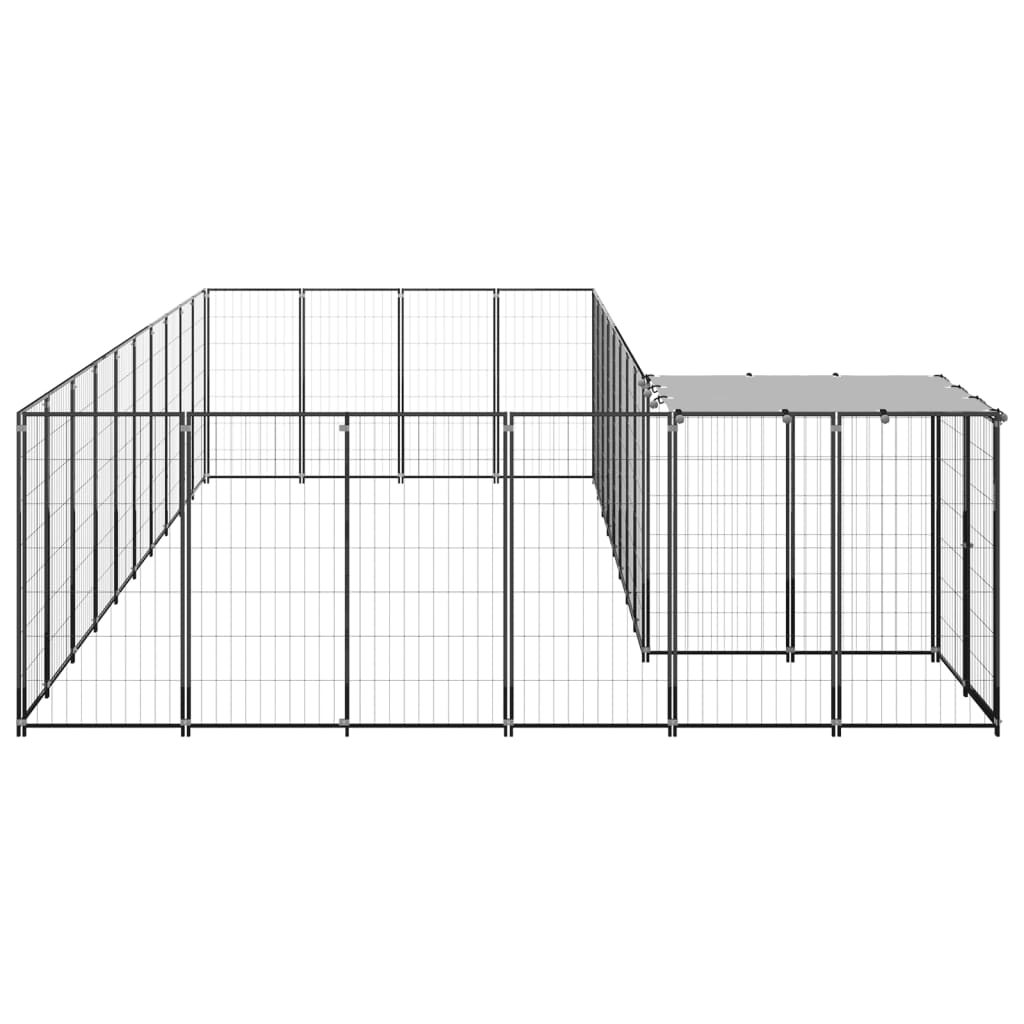 Hondenkennel 13,31 m² staal zwart