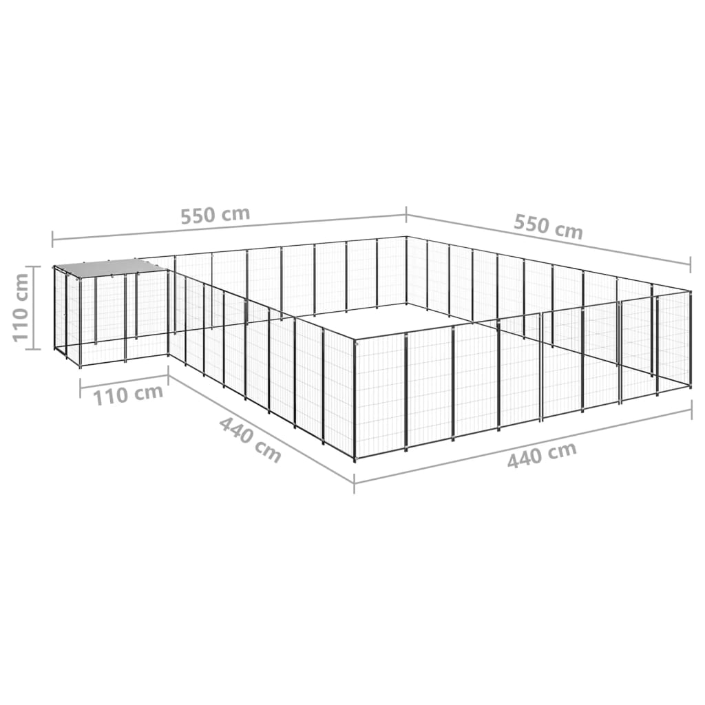 Hondenkennel 25,41 m² staal zwart