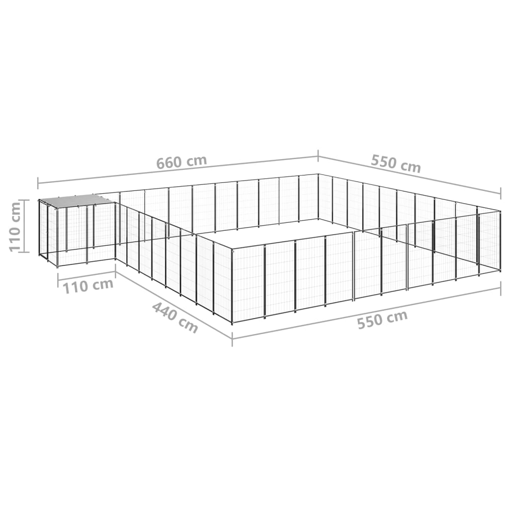 Hondenkennel 31,46 m² staal zwart