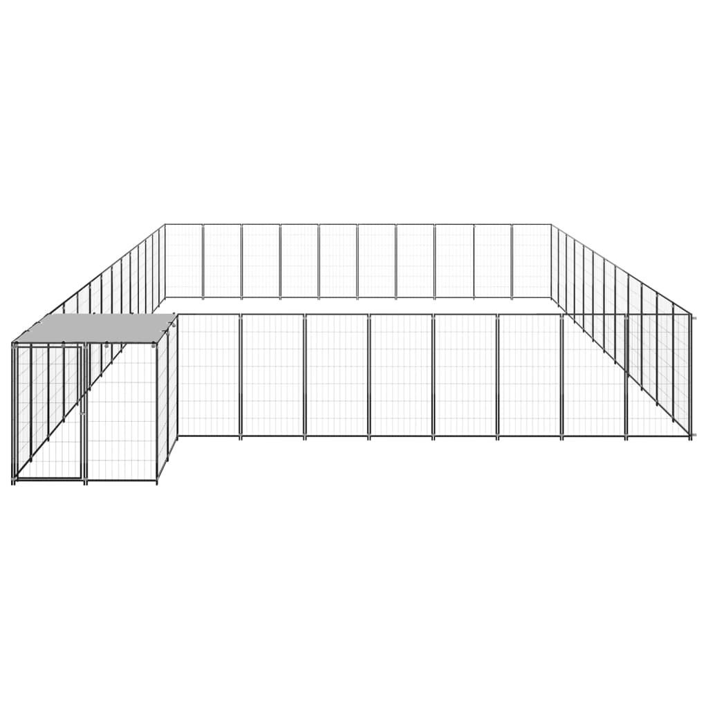 Hondenkennel 37,51 m² staal zwart