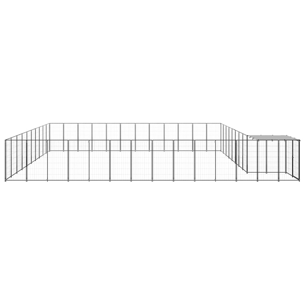 Hondenkennel 37,51 m² staal zwart