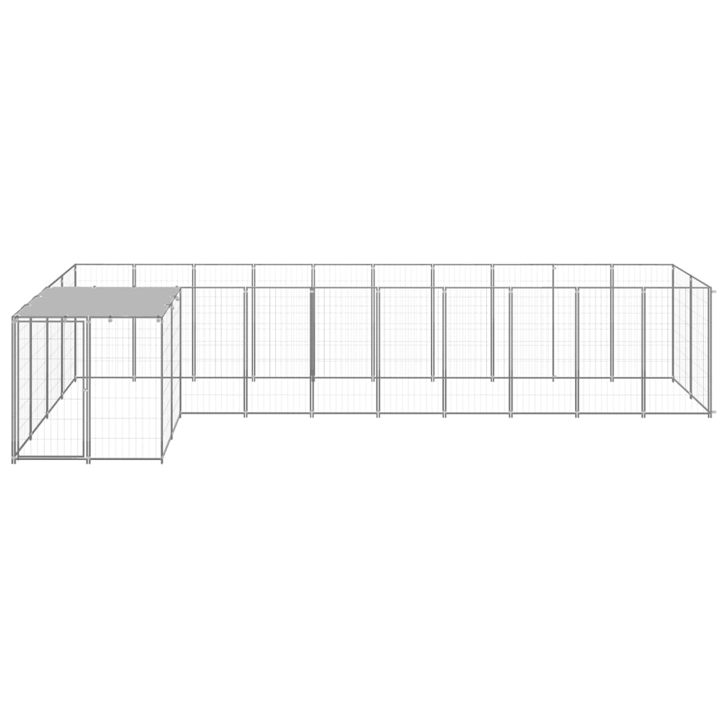 Hondenkennel 7,26 m² staal zilverkleurig