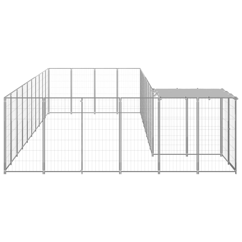 Hondenkennel 19,36 m² staal zilverkleurig