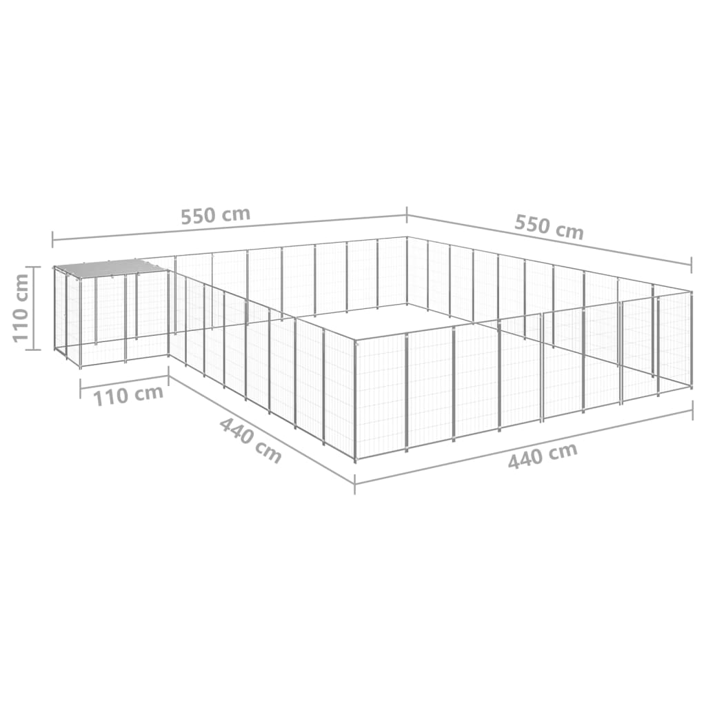 Hondenkennel 25,41 m² staal zilverkleurig