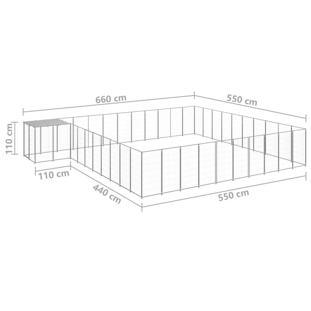 Hondenkennel 31,46 m² staal zilverkleurig