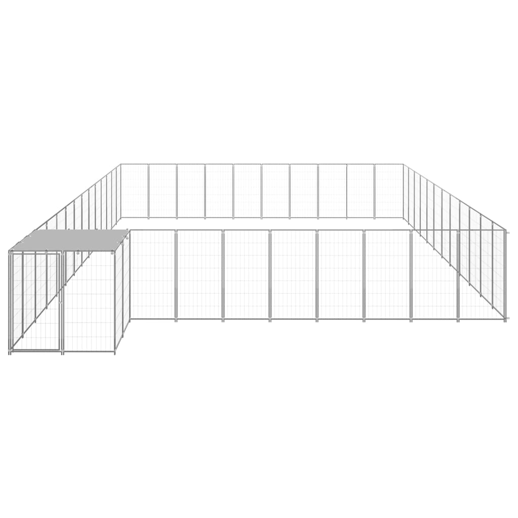 Hondenkennel 37,51 m² staal zilverkleurig