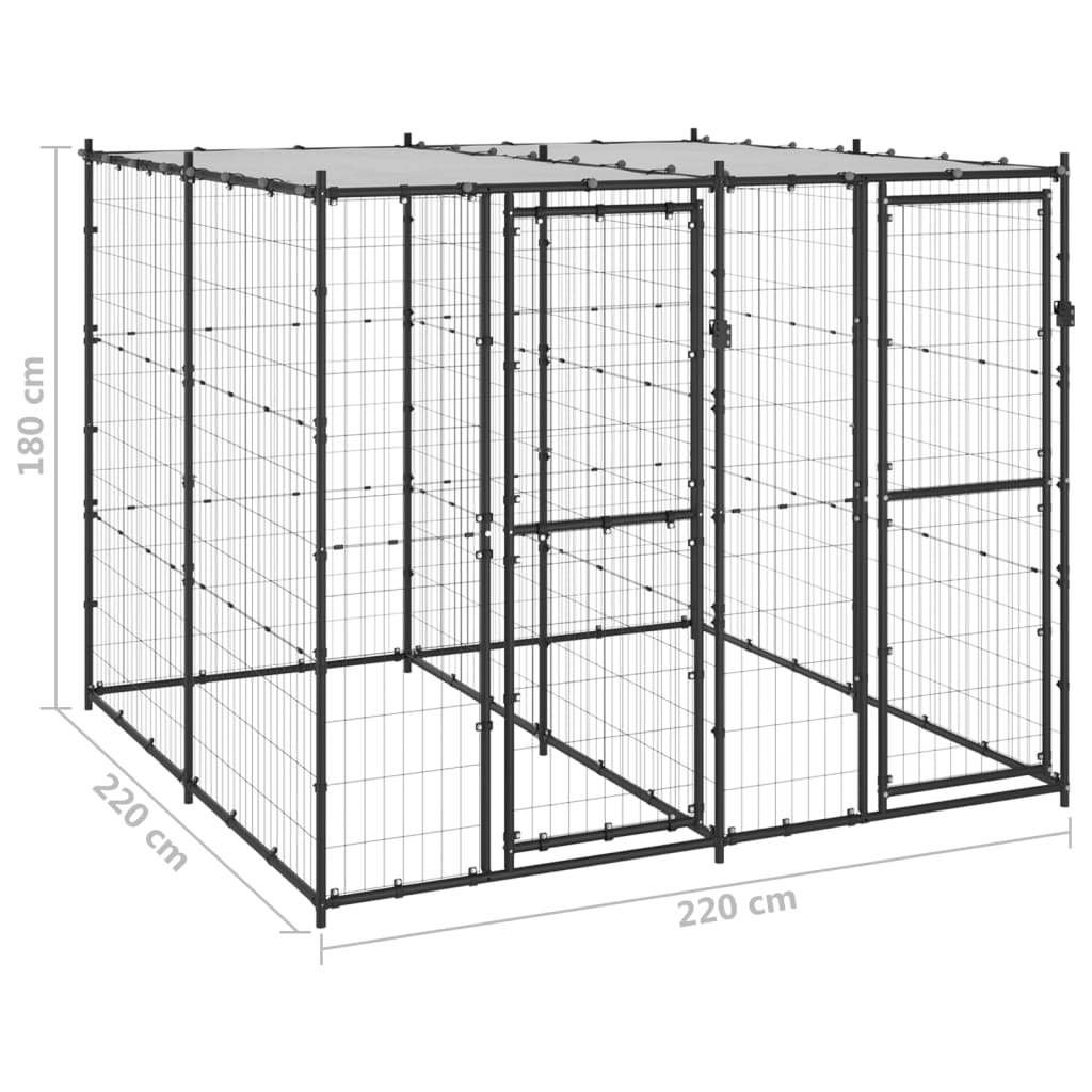 Hondenkennel met dak 4,84 m²